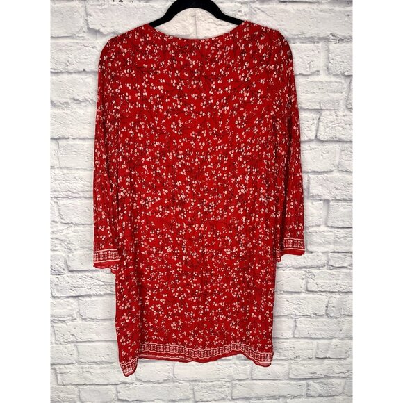 MAX STUDIO Women's Red Floral Accordion Shift Dress NWT Medium - Picture 5 of 5